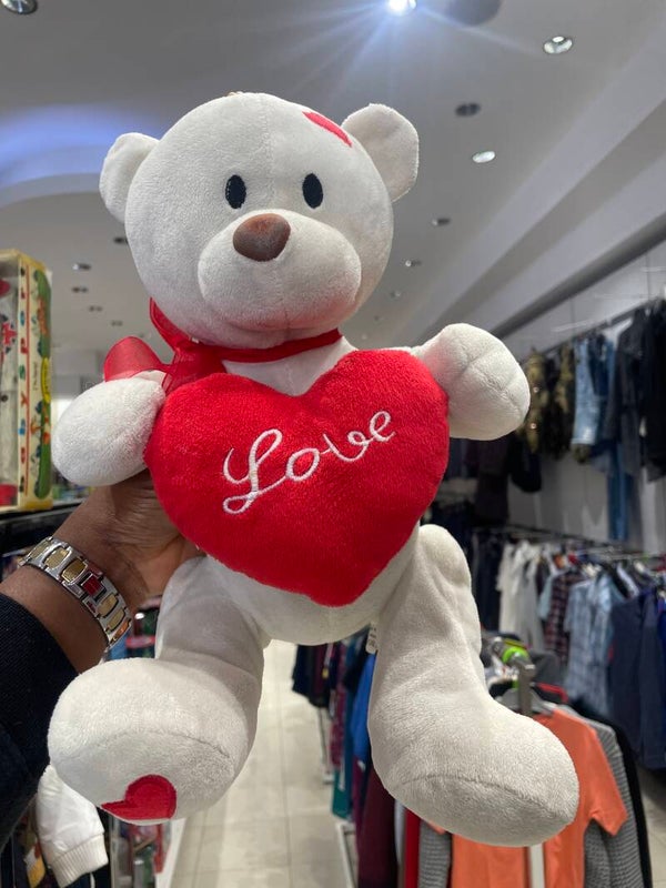 White and Red Teddy Bear - Soft Toys