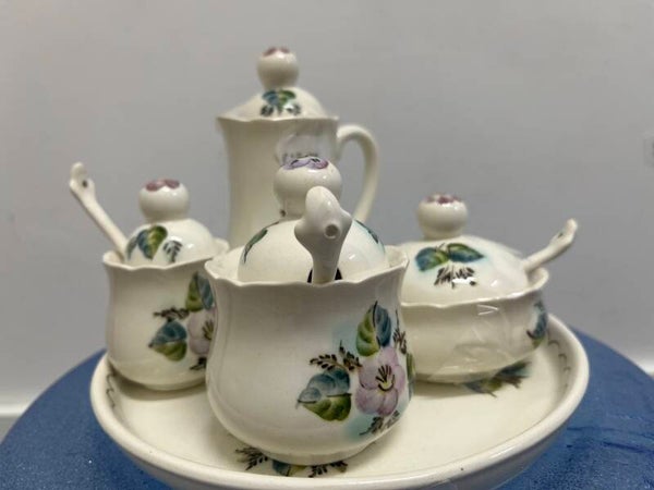 Vintage hand painted ceramic set- Supplies ***