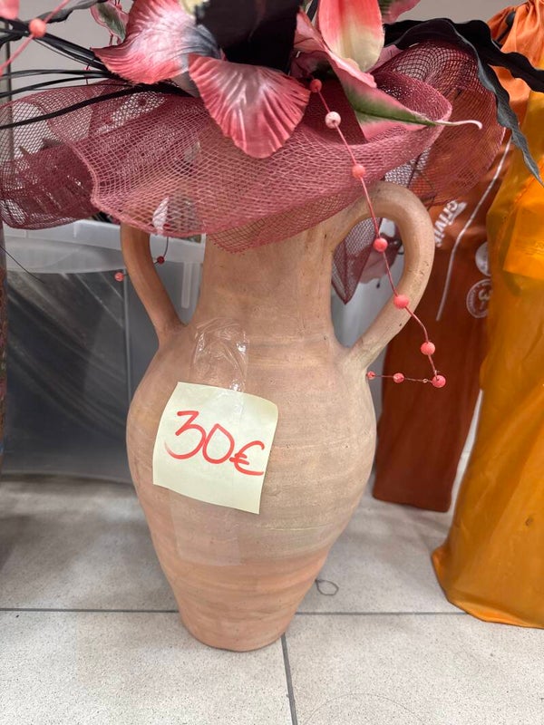 Pottery Vase With Flower Arrangement - Decor