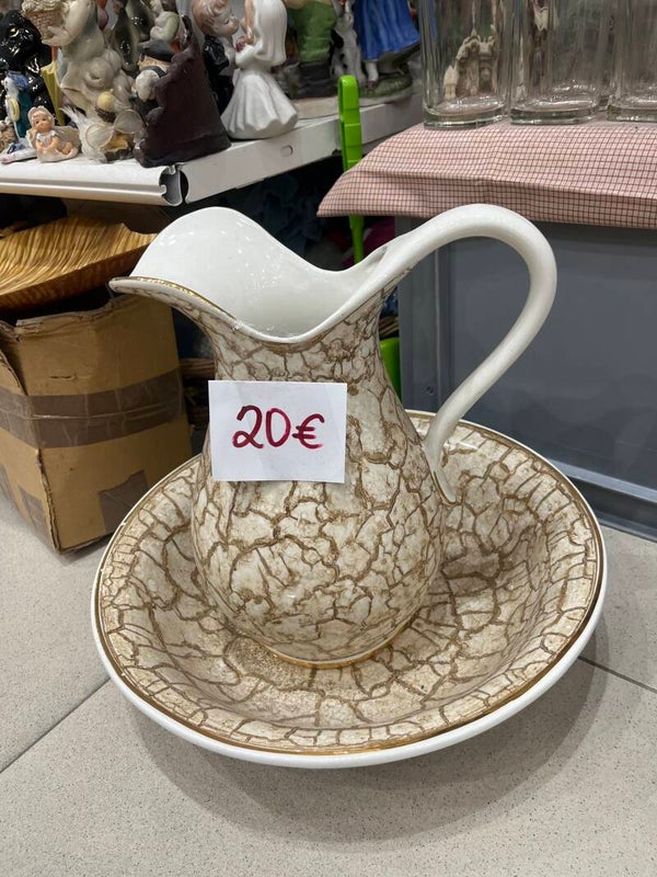 vintage ceramic pitcher and wash basin set-Supplies***