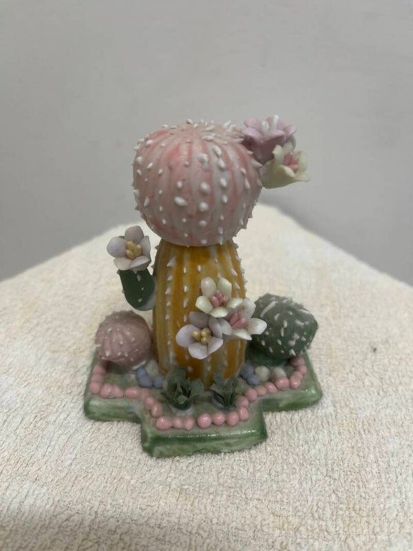 Vintage Blooming Cactus Figurine - Figurines**