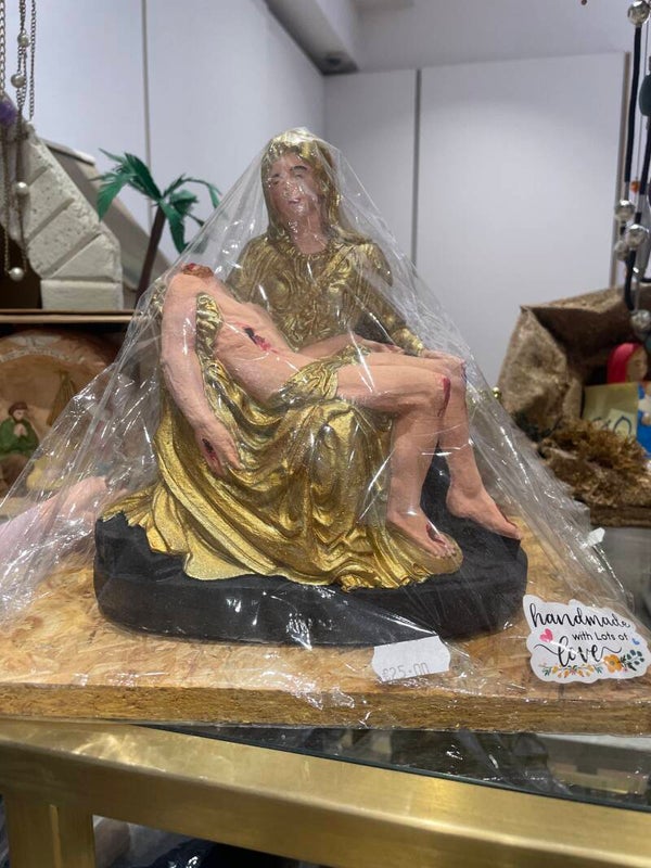 Handmade Mary holding Jesus statute - crafts*