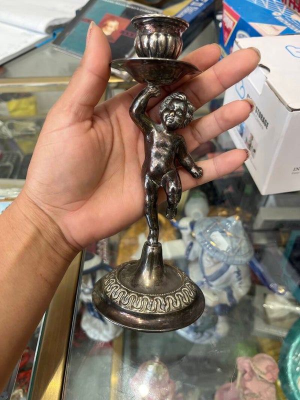 Silver Plated Angel Candle Holder - Candles