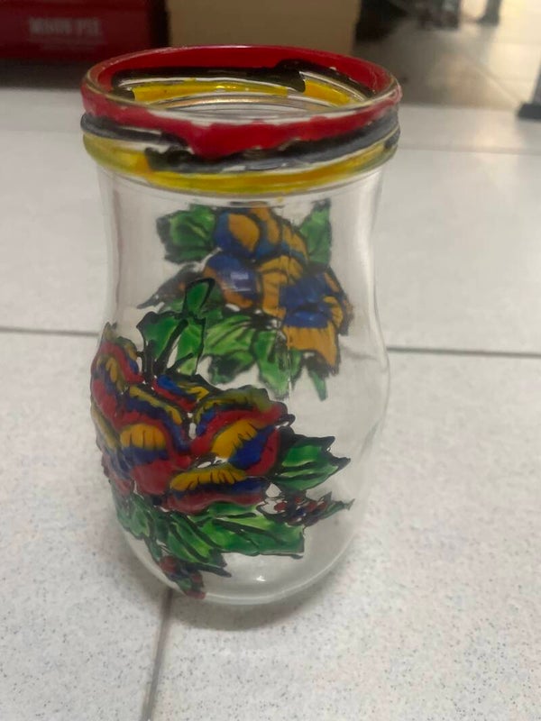 Handpainted Glass Vase - Decor