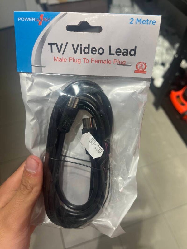 TV Video Lead Male Plug To Female Plug - Electric*