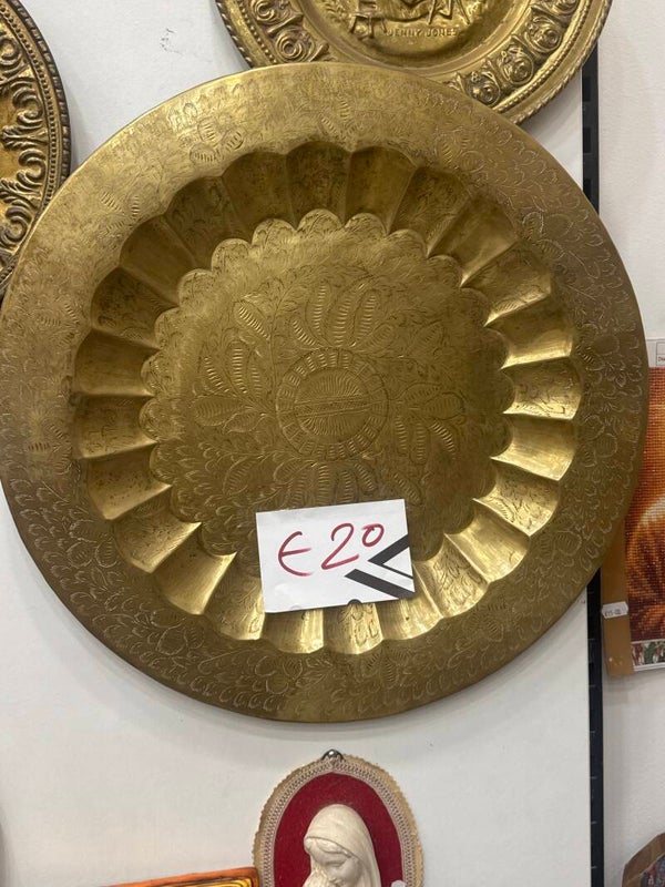 antique round decorative brass tray - Decor*