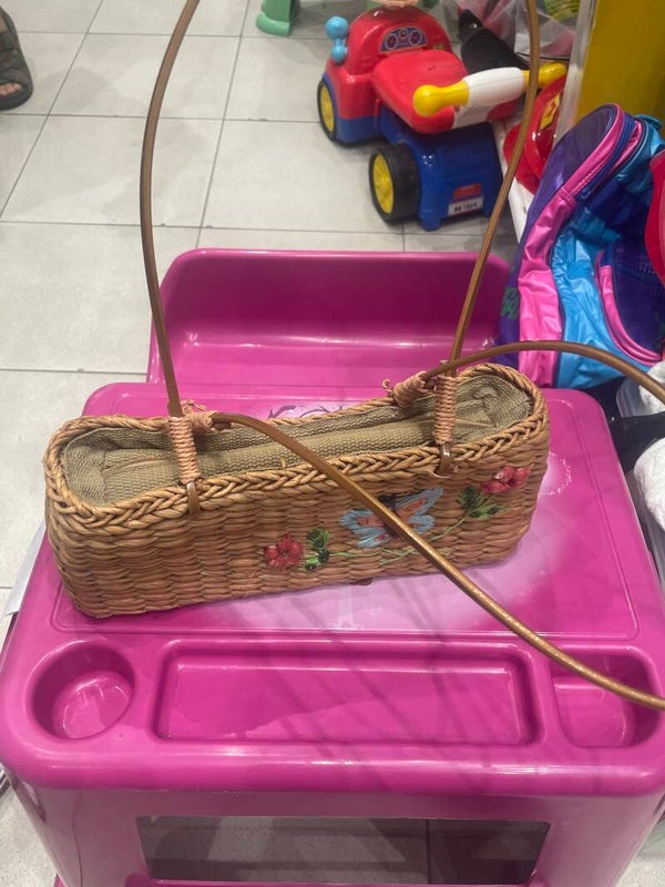 rectangular woven straw handbag - Bags*