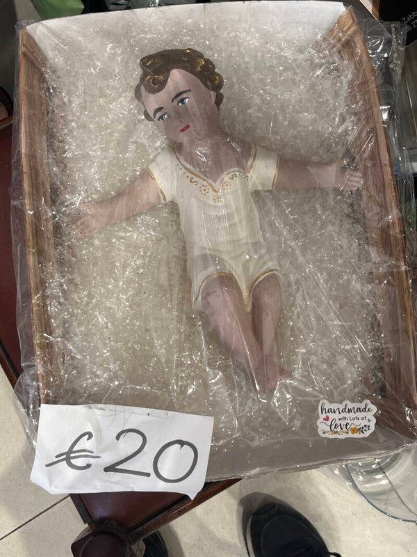 Large Hand-Made Baby Jesus In Basket - Crafts