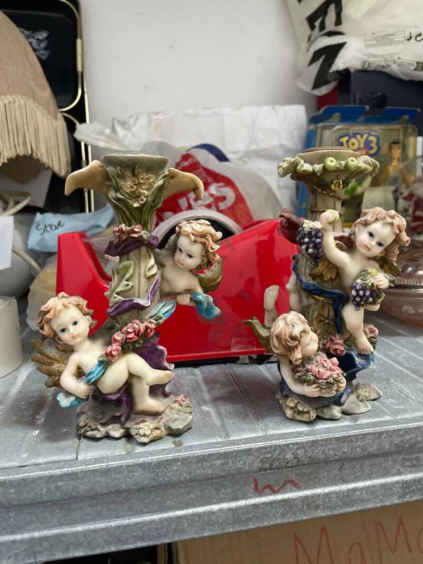 Cherub & Floral Candle Holders - Candles