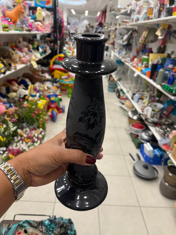 Glass Candle Stick Holder - Candles