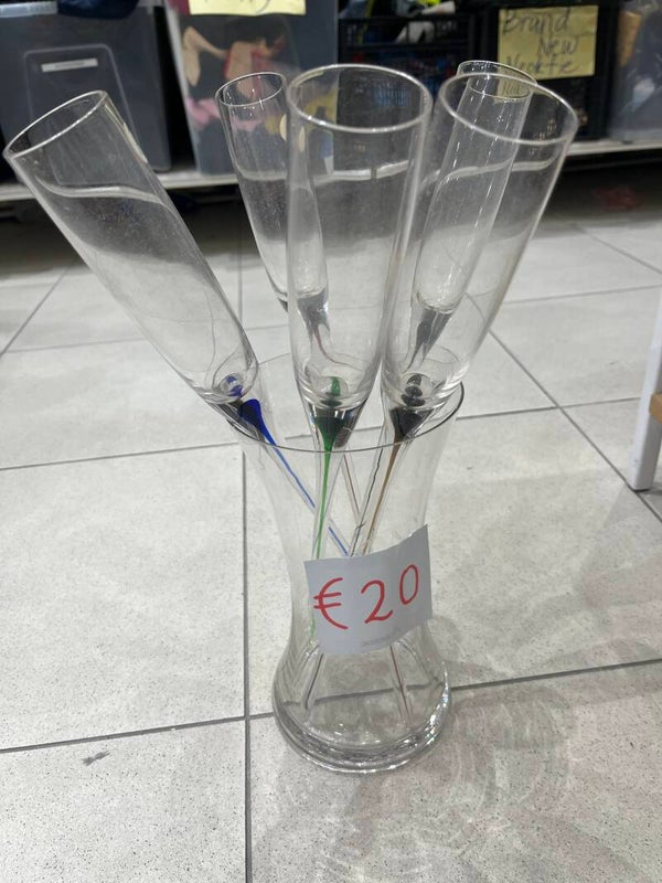 vintage hand-blown footless champagne flutes-Decor***