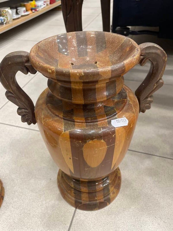 segmented multi-wood urn vase- Vase ***