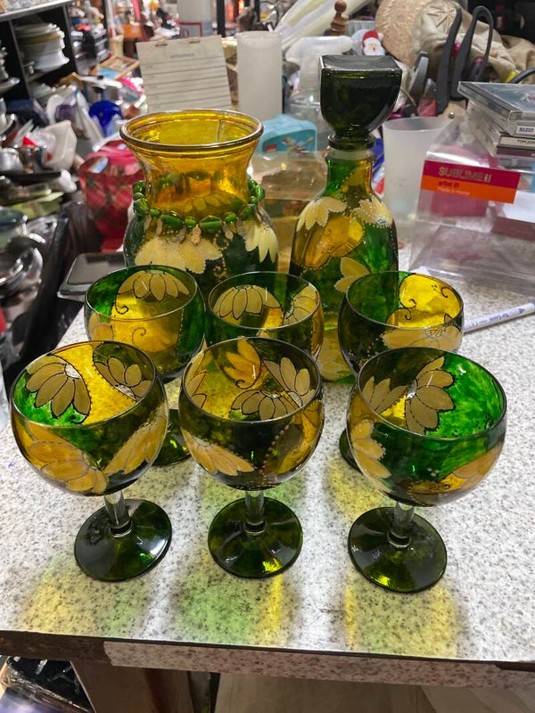 Hand Painted Glass Set - Decor