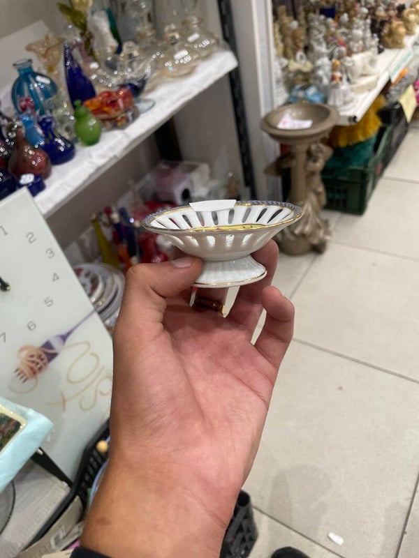 porcelain pedestal trinket dish - collectibles*