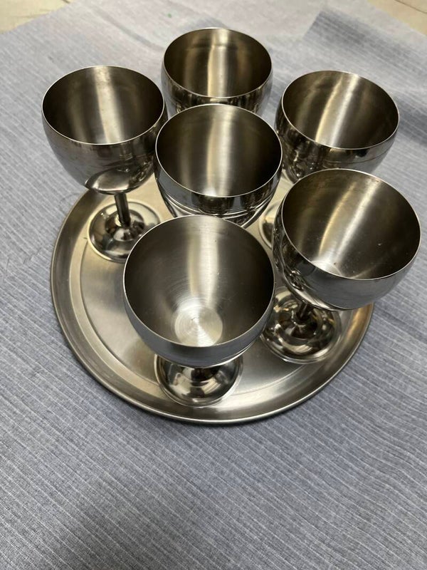 Stainless Steel Wine Goblets & Tray - Supplies