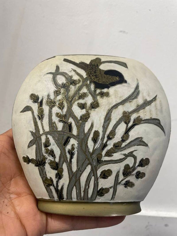 Vintage brass & enamel vase- Vase ***