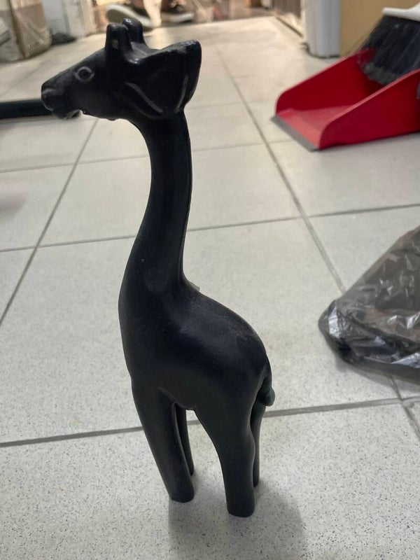Hand-Carved Ebony Wood Giraffe - Figurines