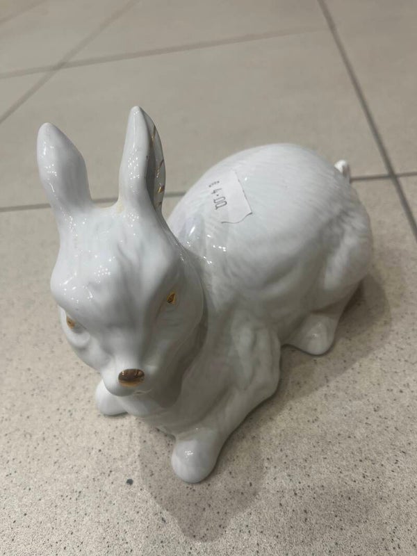Porcelain Rabbit Figurine-Decor**