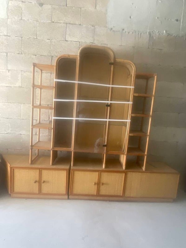 Showcase In Cane & Glass - Furniture *