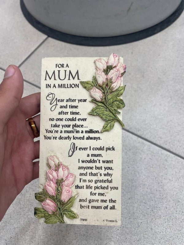 For a Mum in a million sentimental plaque - Gifts*