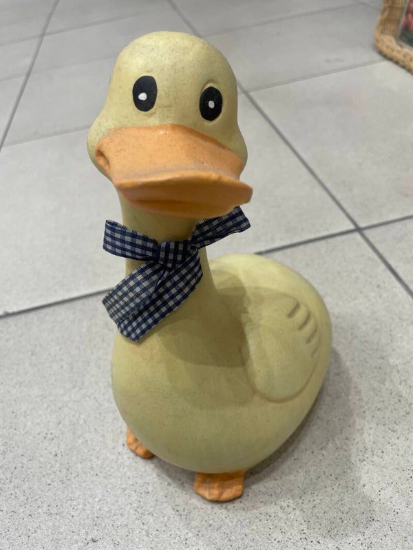 Yellow Ceramic Duck Figurine-Decor***