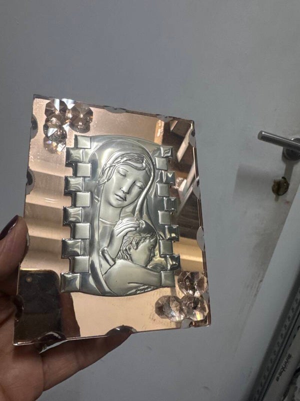 Holy Mary & Baby Jesus Silver Plated Icon - Religious