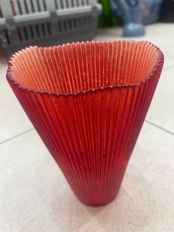 Red Glass Vase - Decor