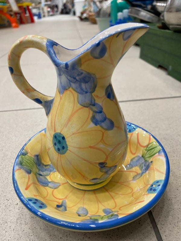 Hand painted ceramic pitcher and bowl set-Decor*
