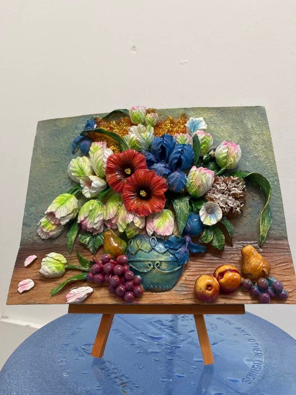 3D floral relief plaque- Decor ***
