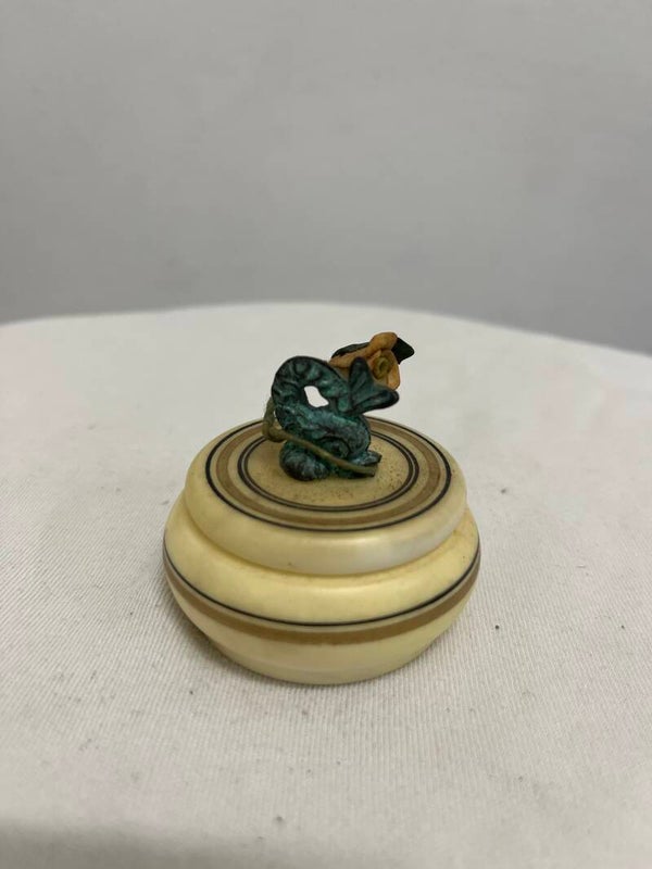 Vintage Albaster Dressing Table Trinket Pot - Decorations**