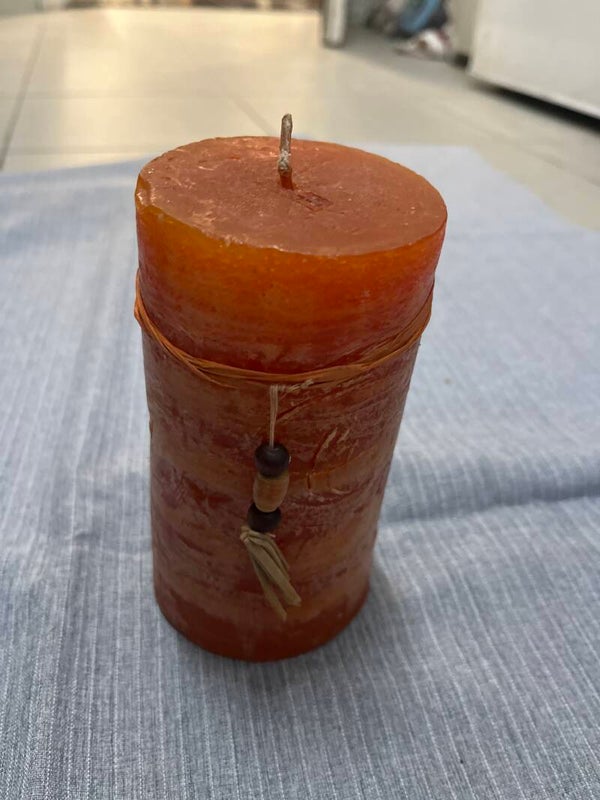 Orange Rustic Texture Pillar - Candles