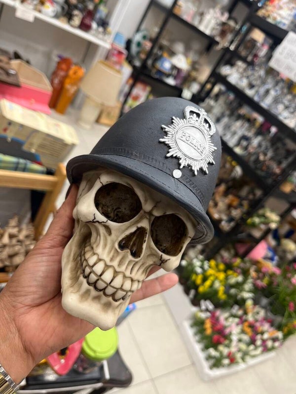 Police Skull Coin Box - Halloween