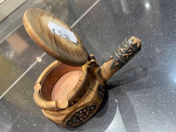 Carved Wooden Ashtray - Decor