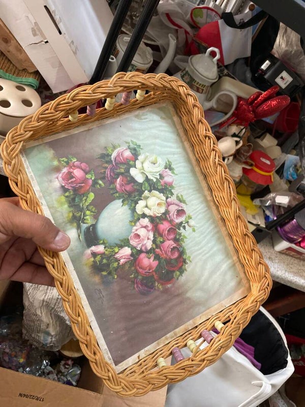 Vintage wicker tray**