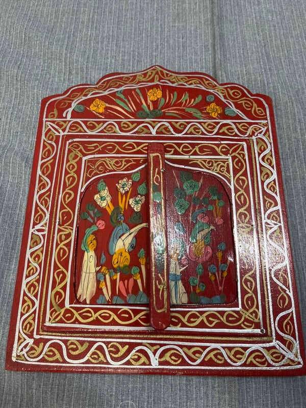 Hand-Made Asian Wooden Wall Mirror - Decor
