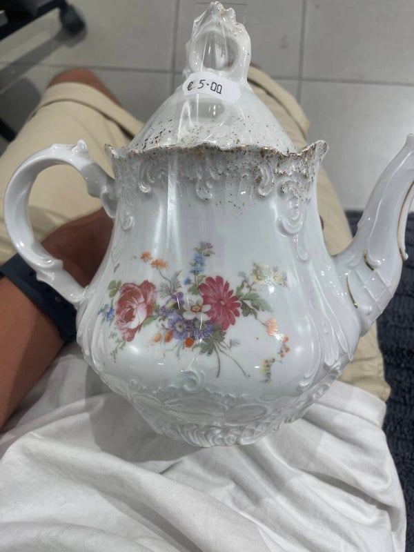 ceramic floral transferware teapot - Supplies*