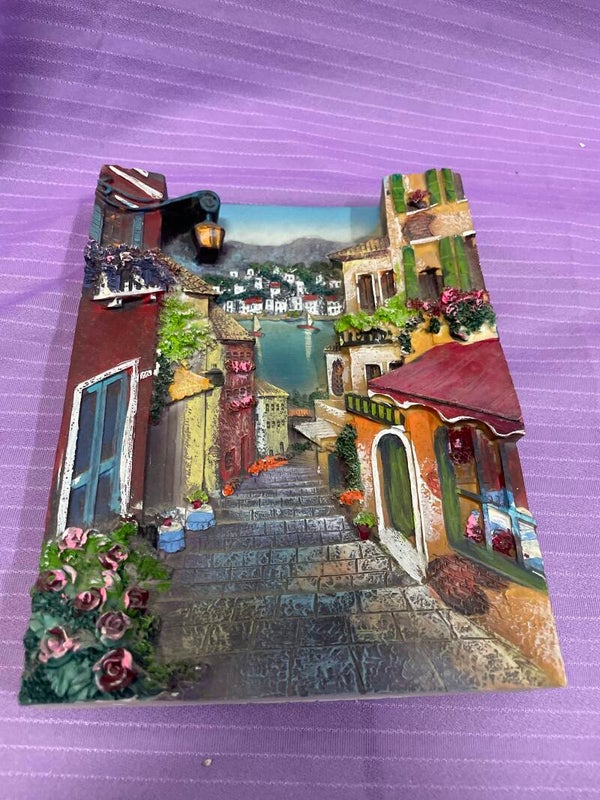 3D Hill Towm Wall Art Plaque - Decor