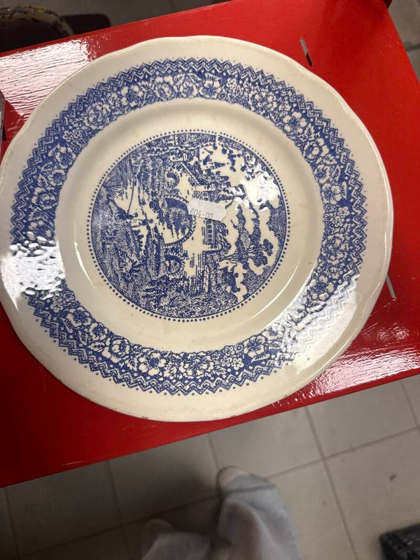 Blue and white ceramic plate - vintage ***