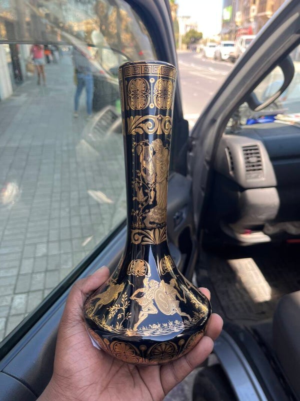 24k gold trim vintage ceramic vase- decor ***