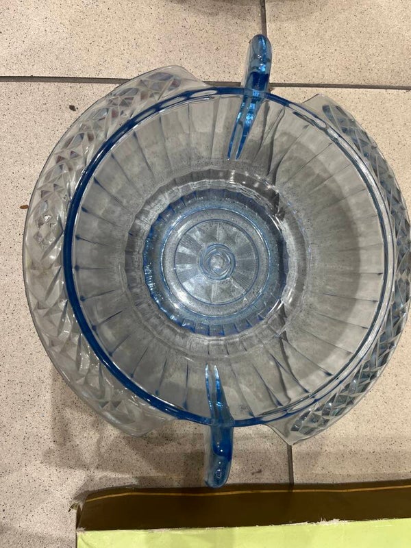 Vintage Blue Glass serving Bowl-Supplies***