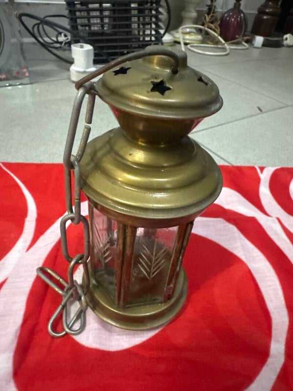 vintage brass tea light candle lantern-Vintage***