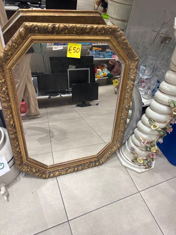 Tall Octagonal Wall Mirror - Vintage