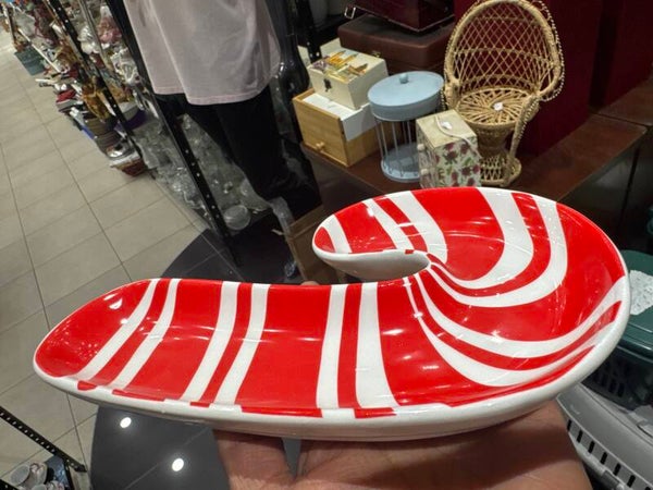 Porcelain Candy Cane Serving Dish - Christmas