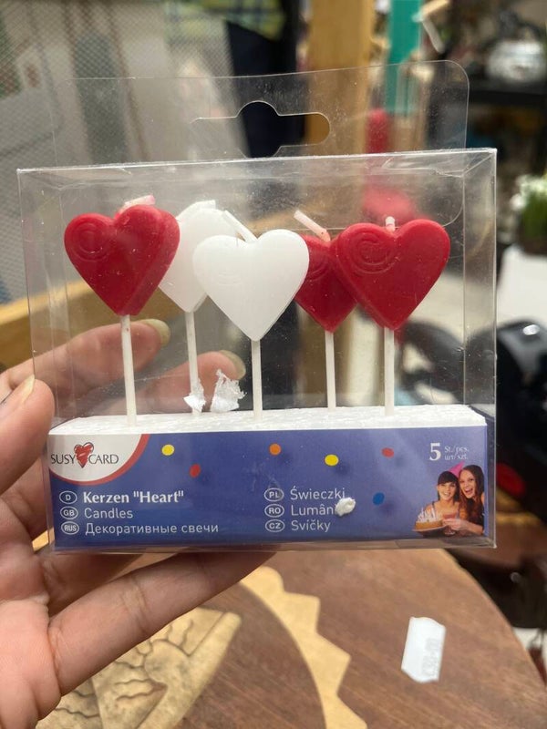 Set of 5 Heart Candles - Candles