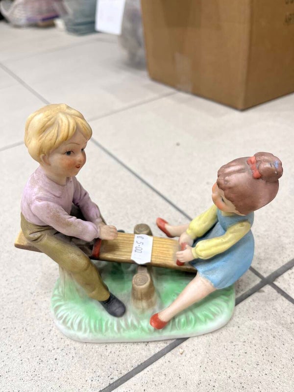 Vintage Porcelain Seesaw Fun - Figurines