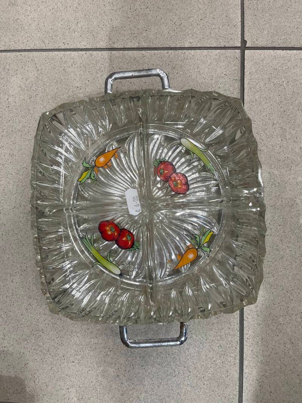 Vintage divided glass serving dish - supplies***
