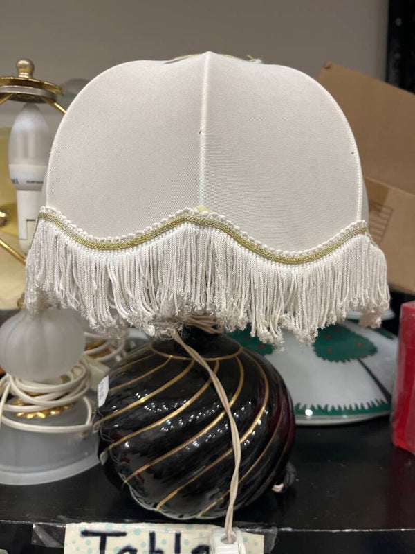 1980s Table Lamp With Black Porcelain Base - Electric