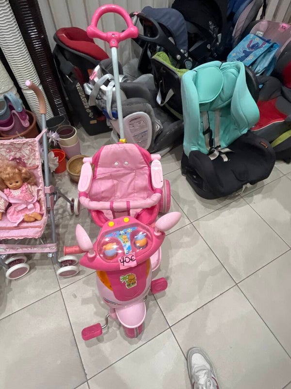 pink 2-in-1 toddler tricycle and push-stroller - Babies*