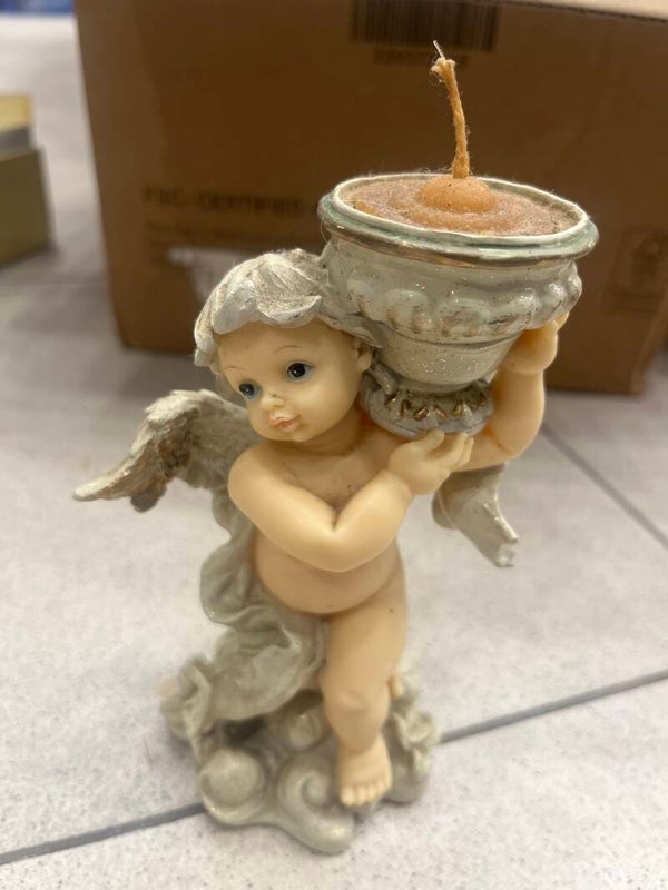 Resin Cherub Candle Holder - Candles