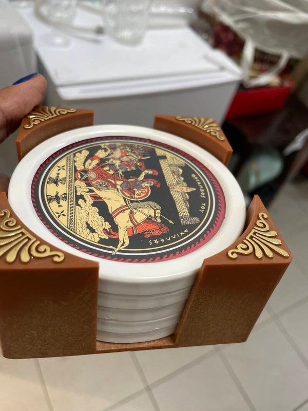 Greek beverage coasters set- Supplies ***